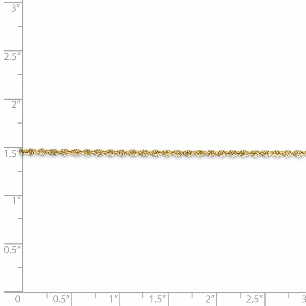 14kt Yellow Gold 1.6mm Solid Rope Chain 22 inch Lobster Clasp D622268