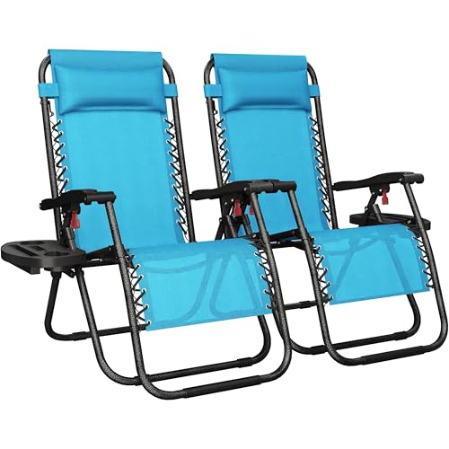 Zero Gravity Reclining Lounge Chairs Set of 2 Black O658
