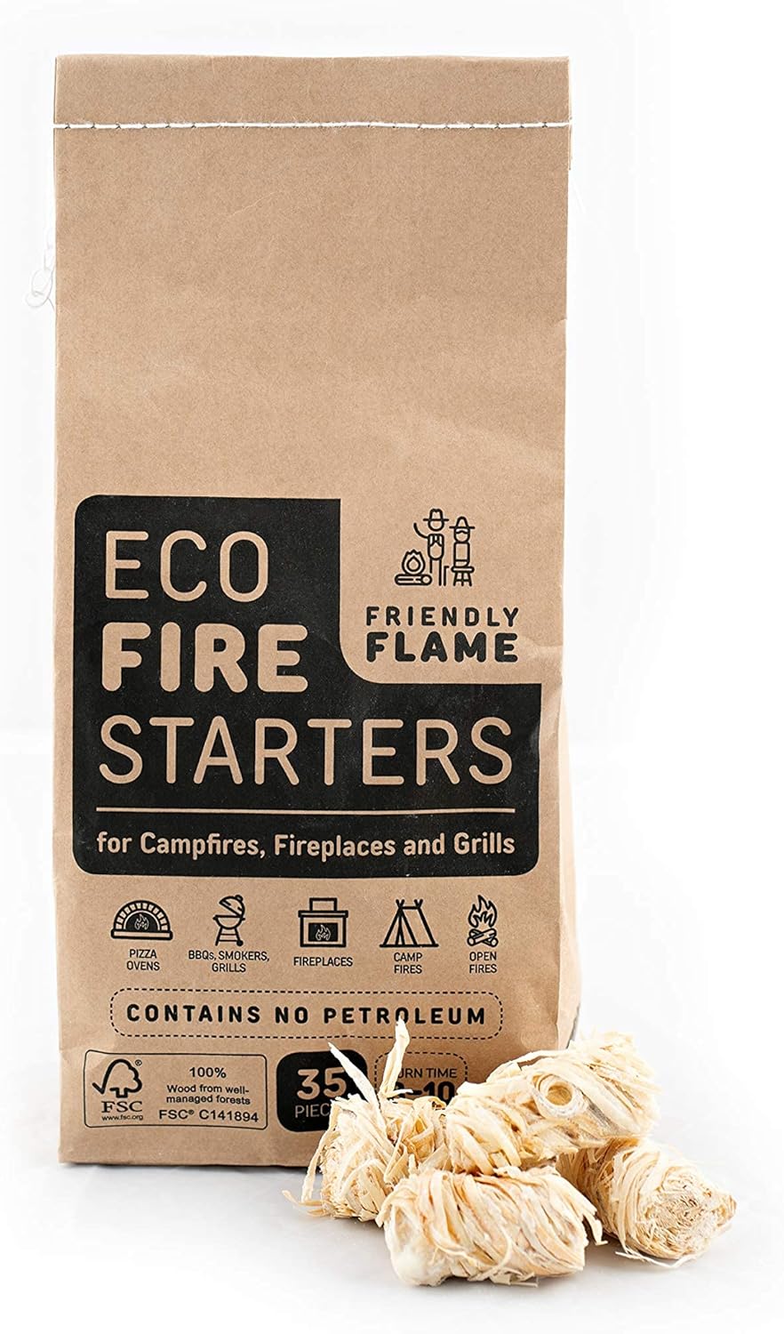 35pcs Natural Wood and Wax Firestarters N112