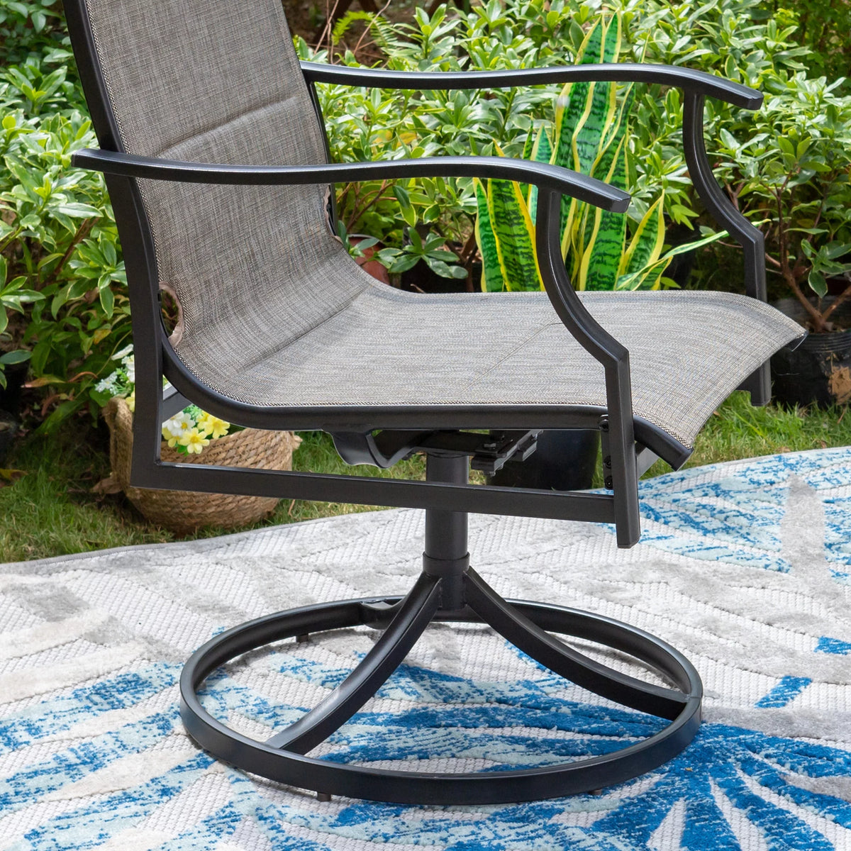 5-Piece Outdoor Dining Set with Swivel Chairs and Round Table G83144