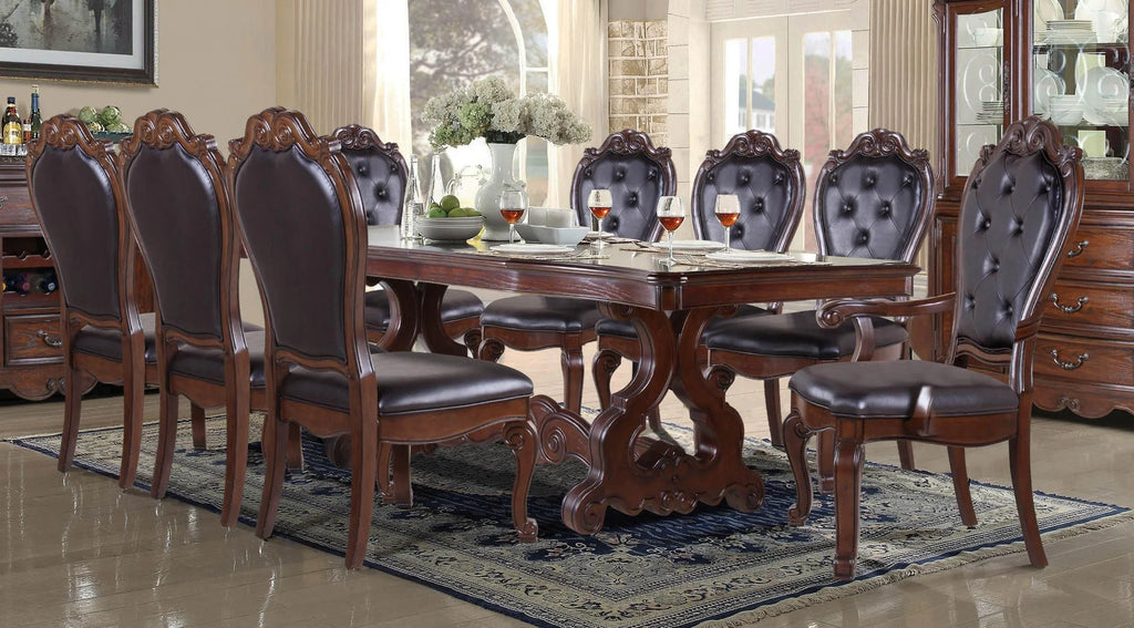Carved Wood Double Pedestal Dining Table O292