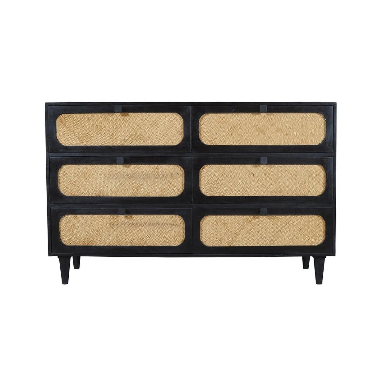 6 Woven Drawer Dresser with Solid Wood in Black Finish Y645