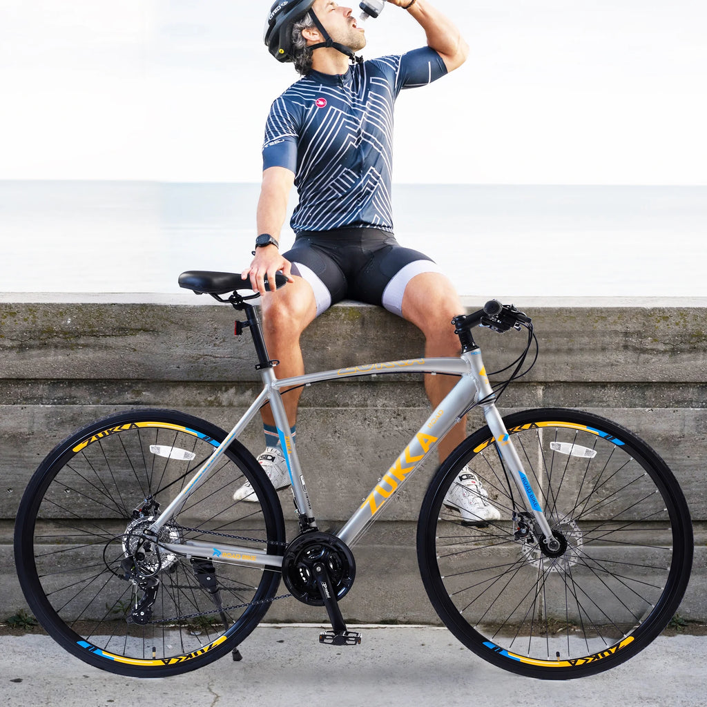 Silver 700C Hybrid Bike with Double Disc Brake E470370
