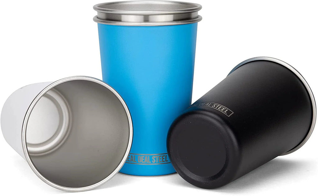 Stainless Steel Pint Cups 16oz Set of 4 Stackable Multicolor Tumblers K647