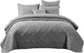 Solid Light Grey Silver Soft Cotton Quilted Bedspread 3 Piece Set, California King O271